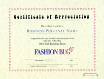 Fashion Bug Certificate 2005